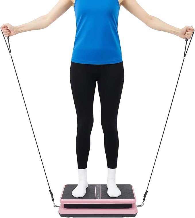 Vibration Plate Exercise Machine -Whole Body Workout Fitness Platform with Remote Control & Resistance Bands 1-99 Speed for Home Gym Whole Body Fitness