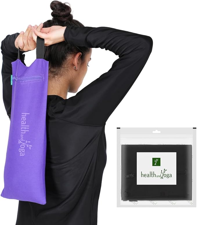 SoulGenie HealthAndYoga™ Yoga Sand Bags - Double Bag with Inner Waterproof Bag - Prop for Adding Weight and Support (Black)