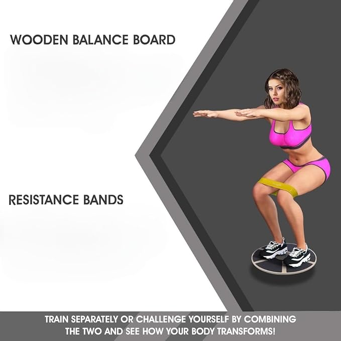 Yes4All Versatile Wooden Wobble Balance Trainer Board with 360 Degree Rotation