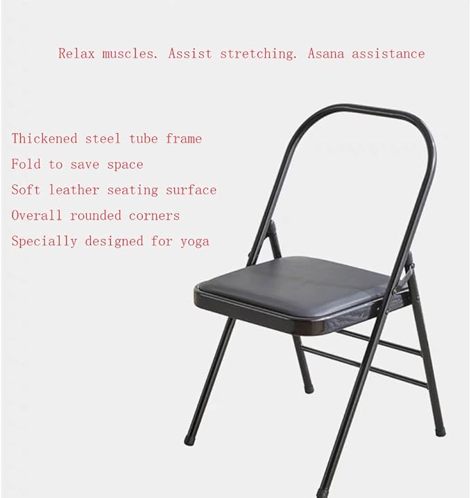 Pilates Yoga Chair,Backless Yoga Chair Prop,Yoga Chair Iyengar,Yoga Inversion Chair,Metal Folding Chair,Brown