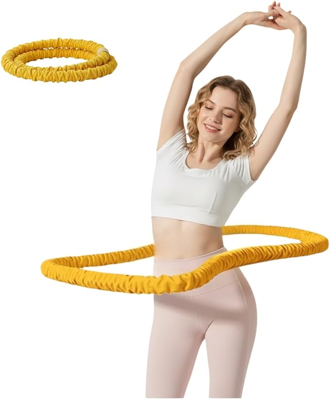 3.2lbs Soft Spring Weighted Fitness Hoop for Adults, Hula-Inspired Core Workout Hoop, Portable & Quiet, Pinch-Free Waist Exercise Design