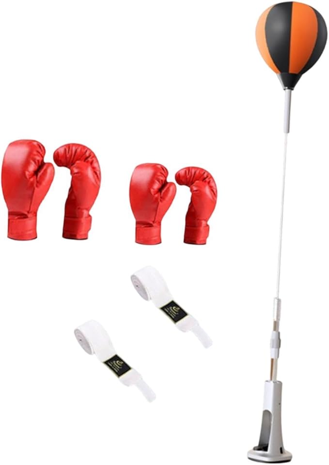 Boxing Reaction Ball Target with Gloves Vertical Agility Floor Standing Boxing Equipment Speed Ball for Fitness MMA Home Gym