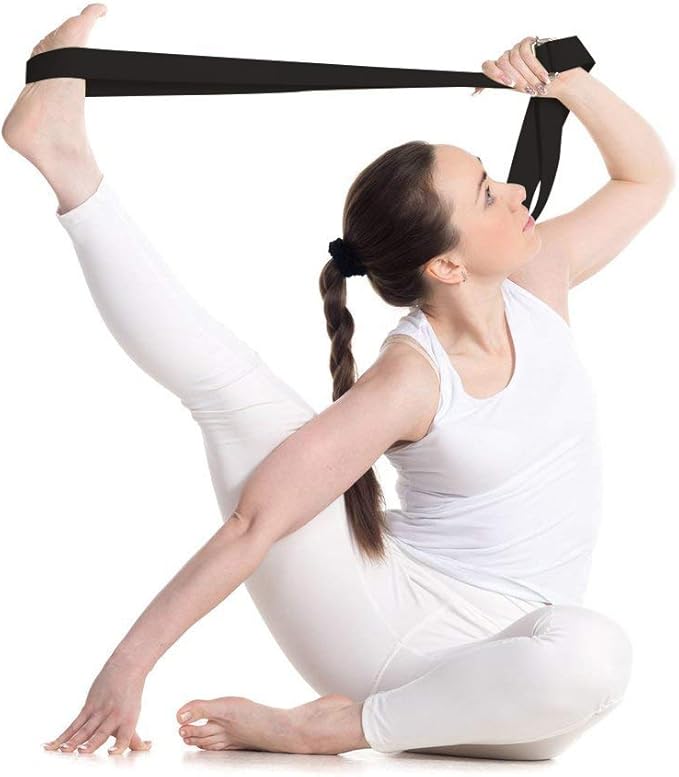 Cotton Exercise Yoga stretch Strap - Sturdy Flexibility Tensile Belt Adjustable Metal D-Ring Buckle, Hold Poses for Daily Stretching, Pilates, General Fitness, and Physical Therapy