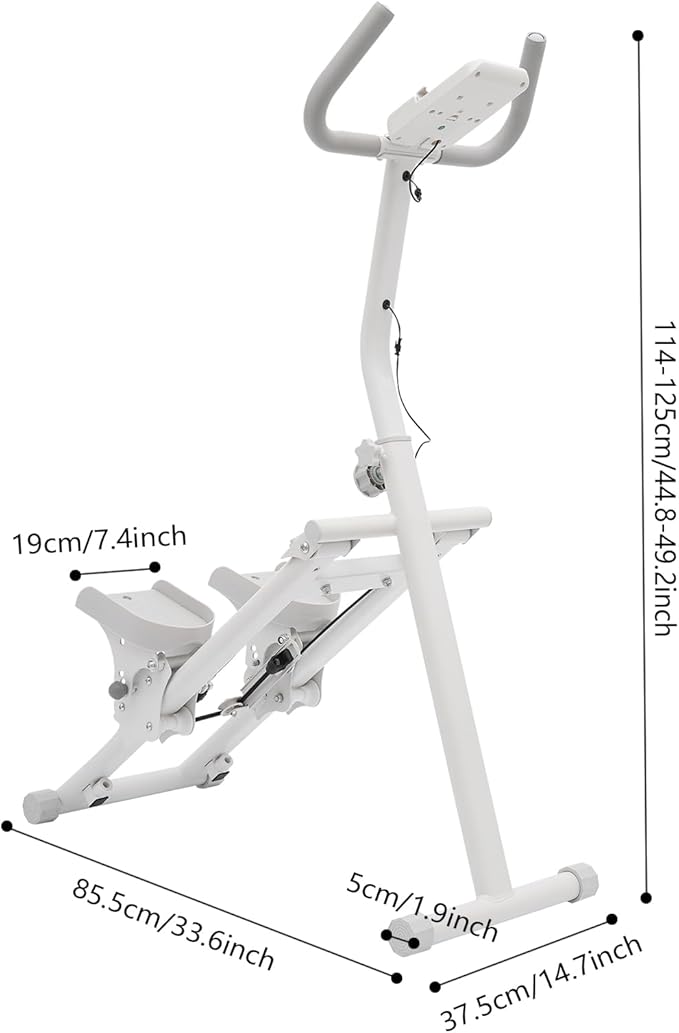 Home Stair Stepper, Foldable Vertical Climber, 120kg Load Bearing 7.4inch Non-Slip Pedals 45° Incline Commercial Multi-Level Adjustable Height Freestanding Cardio Exercise Machine W/Phone Rack, White