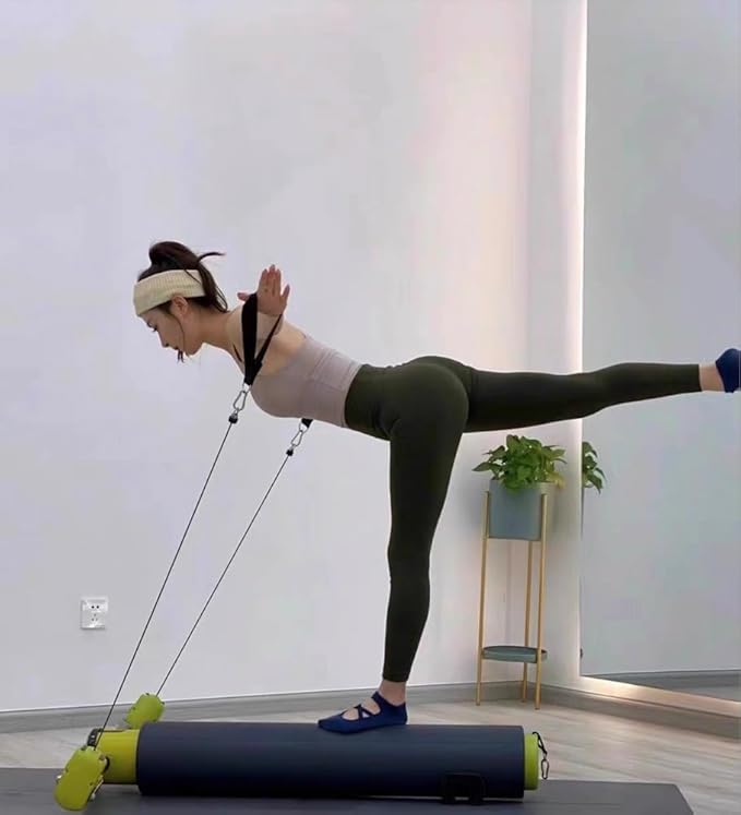 Pilates Bar, Fitness, Balance Strength and Agility Training Equipment, Roller Multifunctional Mini Core Bed Yoga Open Back Training, Waist, Abdomen, Legs, Buttocks and Arms Training Equipment