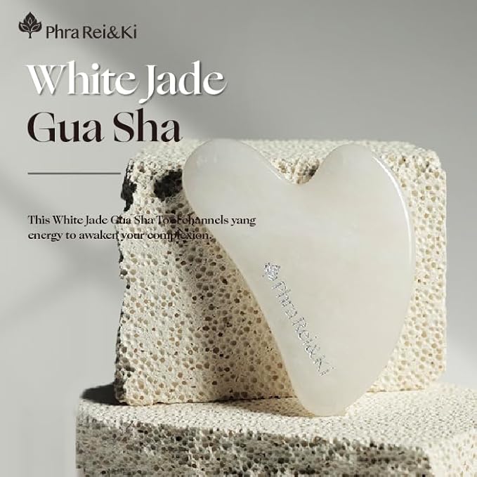 Phra Rei&Ki] Gua Sha Facial Tools, Customed Natural Jade Stone, Gua Sha Tool for Face, Manual Massage Tool for Jawline Sculpting, Puffiness Reducing and Face Lifting, Massager for Skin-Care