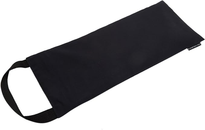 Everyday Yoga Sand Bag Cotton Unfilled, Adds Weight to Poses, Zipper Cover, Sturdy Handle, Silica Sand Filling, Durable Material - Black