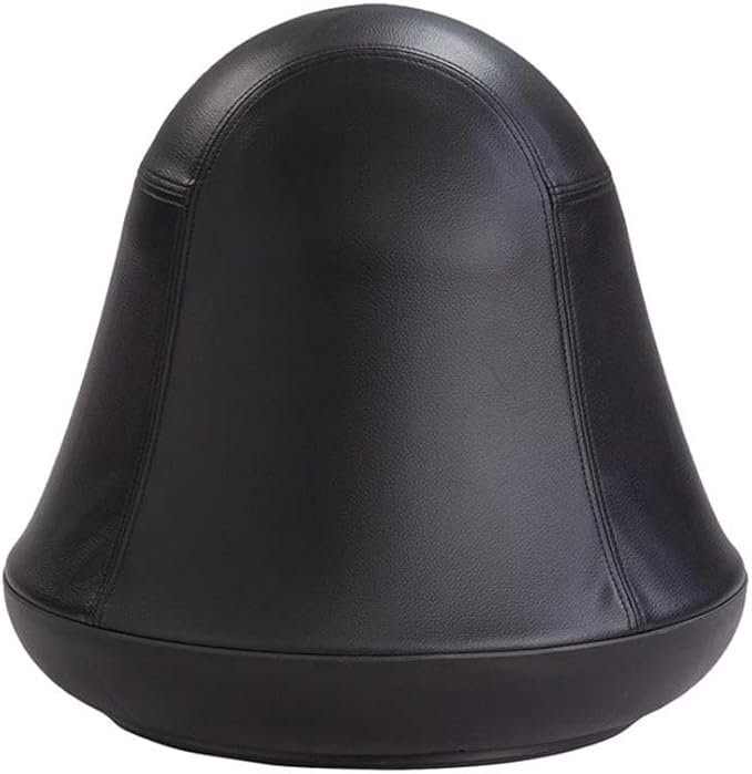 Pemberly Row Vinyl Upholstered Swivel Ball Chair, Black Finish, 17"x17"x16.75", Anti-Burst Exercise Ball, Skid-Resistant Base, Active Movement Chair for Kids, Home Office, School, or Waiting Room Use