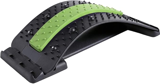 qiuqiu Back Stretching Device, Lumbar Stretching Device with Magnetic Acupressure Points, with 3 Adjustable Settings, Lumbar Support Stretcher for Pain Relief