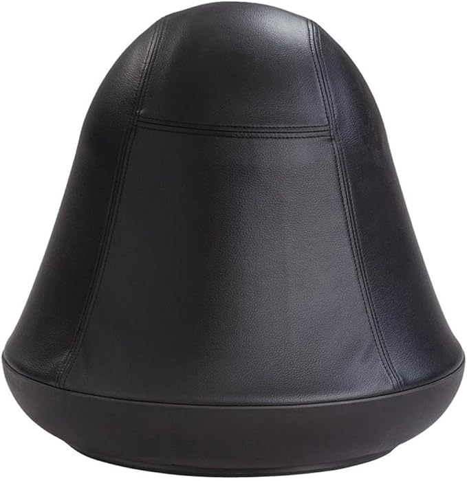 Pemberly Row Vinyl Upholstered Swivel Ball Chair, Black Finish, 17"x17"x16.75", Anti-Burst Exercise Ball, Skid-Resistant Base, Active Movement Chair for Kids, Home Office, School, or Waiting Room Use