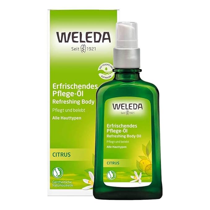 Weleda Refreshing Citrus Body Oil, 3.4 Fluid Ounce, Plant Rich Body Oil with Lemon Peel and Sweet Almond Oils