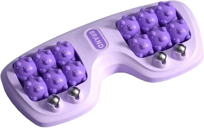 Foot Massager Roller for Plantar Fasciitis Relief, Dual Foot Acupressure Therapy for Pain Relief, Stress Relief and Improved Circulation, Portable Reflexology Tool for Home and Office Use (Purple)