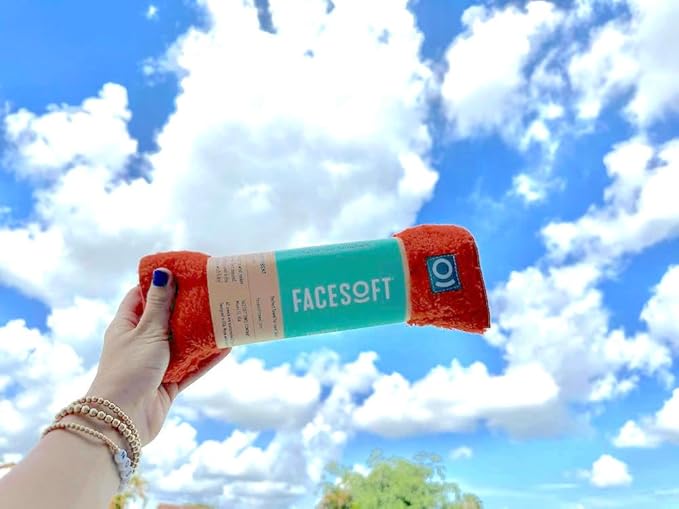 FACESOFT Eco Sweat Active Towel - Soft and Absorbent Cotton Exercise - No Synthetic Microfibers or Plastics - Perfect Sweat Towel for Gym, Exercise, Fitness, Sports, Yoga - Orange - 1 Pc