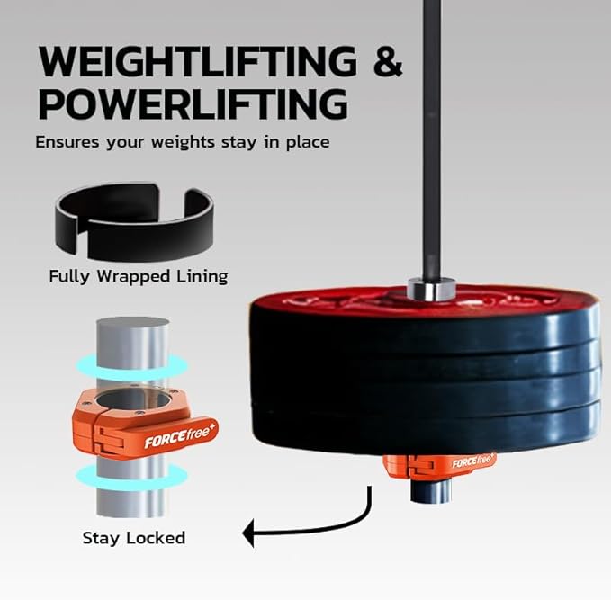 Barbell Clips (Pair), Barbell Clamps, Quick Release Olympic Barbell Clamps with Anti Slip TPR Grip, Barbell Collars for Secure Weightlifting & Powerlifting