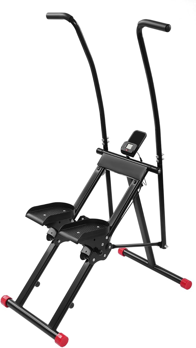 Stair Stepper Machine for Home, 220 lbs Capacity Full Body Workout Equipment with LCD Display, 3-Level Adjustable Pedals & Handles, Compact Climber Machine for Cardio Fitness