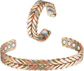 Copper Bracelet for Women, Pure Copper Suit Adjustable Three-Color Gold Braid Magnetic Bracelet Ring, Fashsion Jewelry Presents（0932 2040）