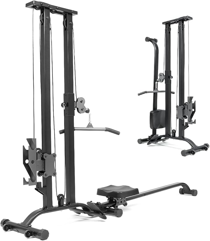 TOUSAINS Cable Machine Home Gym CR63, 330 Lbs Plates Loaded Cable Crossover Machine, 2 in 1 Functional Trainer with Rowing Machine, Space Saving Design for Home Gym
