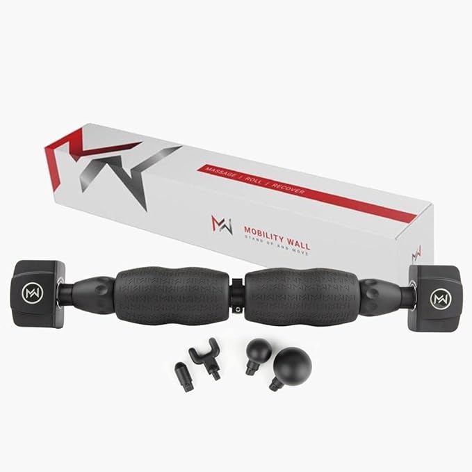 Mobility Wall- Stand Up Door Mounted Smooth Foam Roller for Soft Tissue Massage & Muscle Recovery for Exercise, Includes 4 Trigger Point Attachments