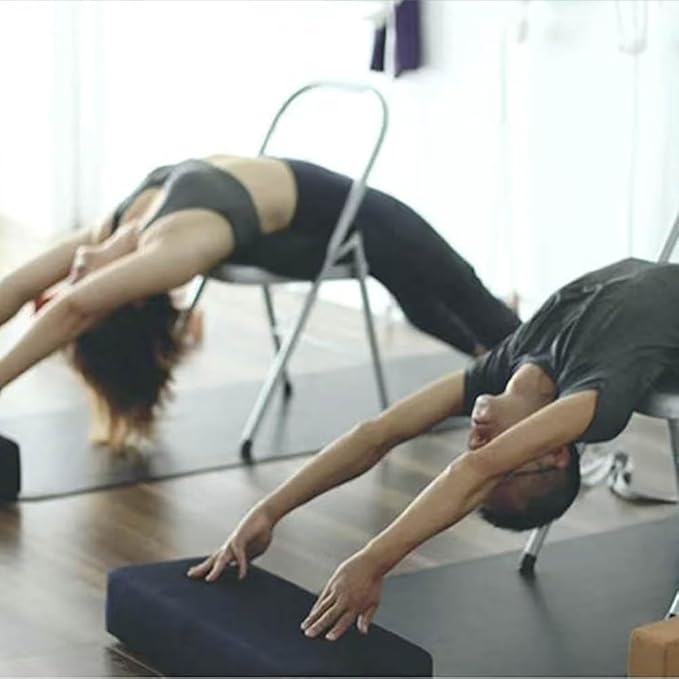 Silver Yoga Chair,Pilates Chair,Yoga Chair Iyengar,Backless Yoga Chair Prop,Foldable and Portable Folding Stools for Yoga,Silver white-88cm×48cm