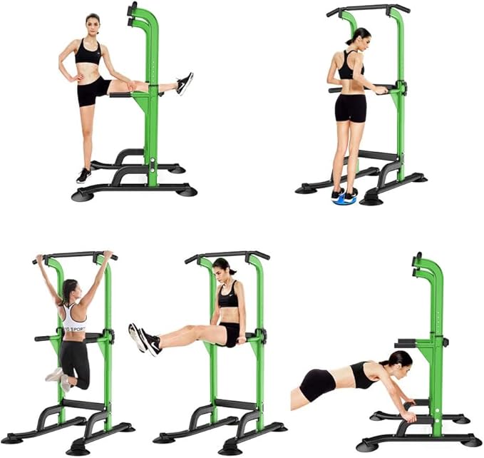 SogesHome Power Tower Pull Up Bar and Dip Station, Height Adjustable Dip Stand Exercise Machine for Home Gym, Multi-Functional Free Standing Strength Training Fitness Workout Station