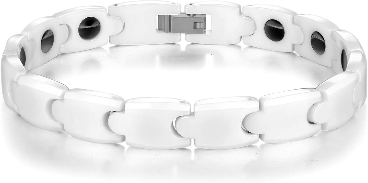 SunnyHouse Jewelry Women's White Tungsten Carbide Magnetic Bracelet in a Gift Box