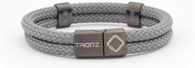 TRION:Z Zen Loop Duo Magnetic Field Therapy Wristband for Women & Men Featuring Patented ANSPO Technology (Charcoal, X-Large)