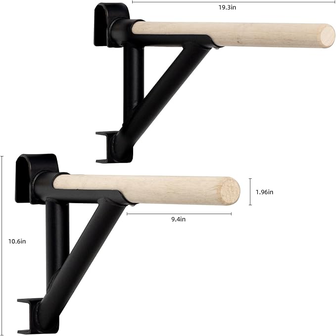 Swedish Ladder Dip Bar Attachment, Fits TS003A Ladder, Wood Stall Bar for School, Physical Therapy and Gymnastics, Multi-grip