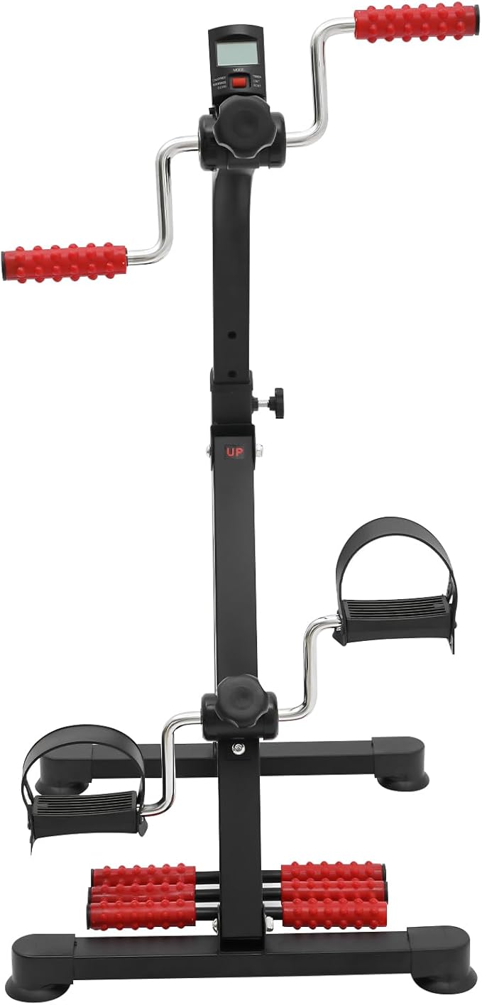 Pedal Exerciser Bike for Seniors, Hand Arm Leg and Knee Physical Recovery Equipment Adjustable Portable Fitness Equipment Elderly Dual Pedal Home Exercise Bike for Total Body Workout