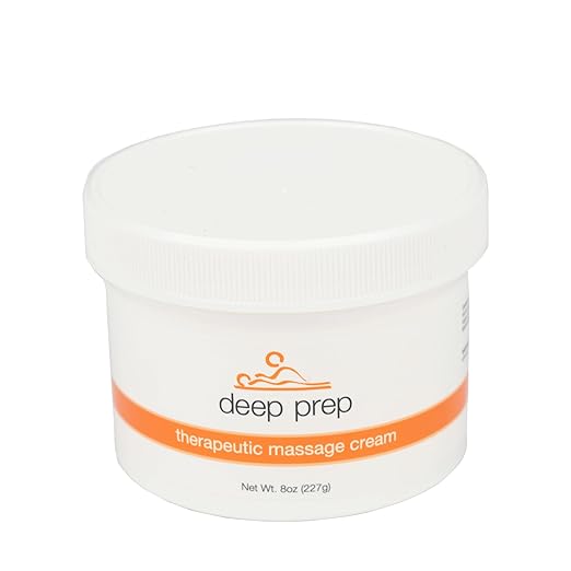 Sammons Preston Deep Prep Therapeutic Massage Cream, 8 oz, Non-Greasy Lotion for Massage Therapy, Professional-Grade Massage Cream with Essential Oils, Nut-Free Formula, Ideal for Deep Tissue Use