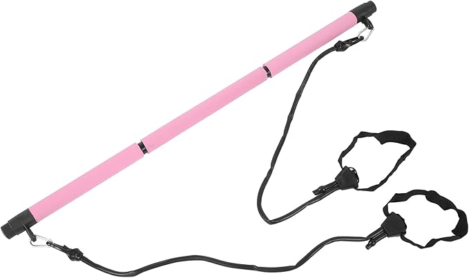 Adjustable Pilates Bar Portable 3 Sections Pilates Workout Stick Body Building Puller Yoga Pull Rods for Home Gym Office Travel Fitness Equipment Steel Pipe Foam 35 Inches