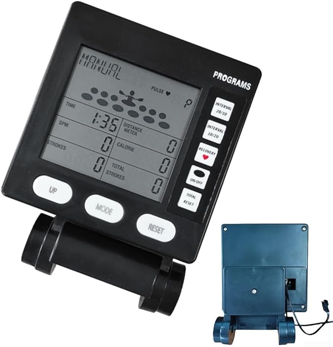 Rowing Machine Counter Monitor, LCD Display Speedometer With Distance Time, Wireless Connection, Gym Fitness Equipment Replacement