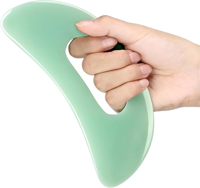 BBTO Gua Sha Massage Tool with Handle Resin Massage Tools Lymphatic Drainage Massager Body Shaping Gua Sha Tools for Full Body Men Women Birthday Festival Holiday Present (Light Green)