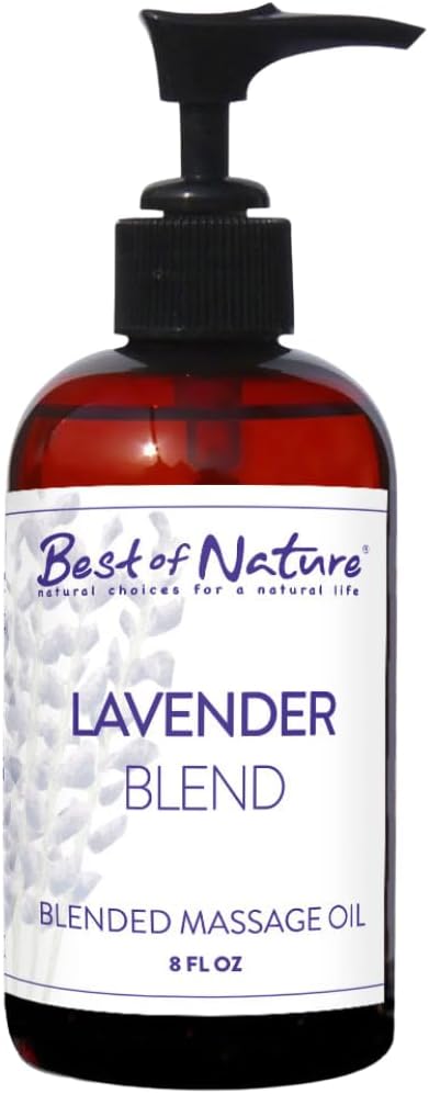 Best of Nature Lavender Blend Massage Oil - Non-Greasy Aromatherapy Massage Oil for Body, Skin & Face, Crafted with Pure Essential Oils, Bulk Sizes (8 fl oz)