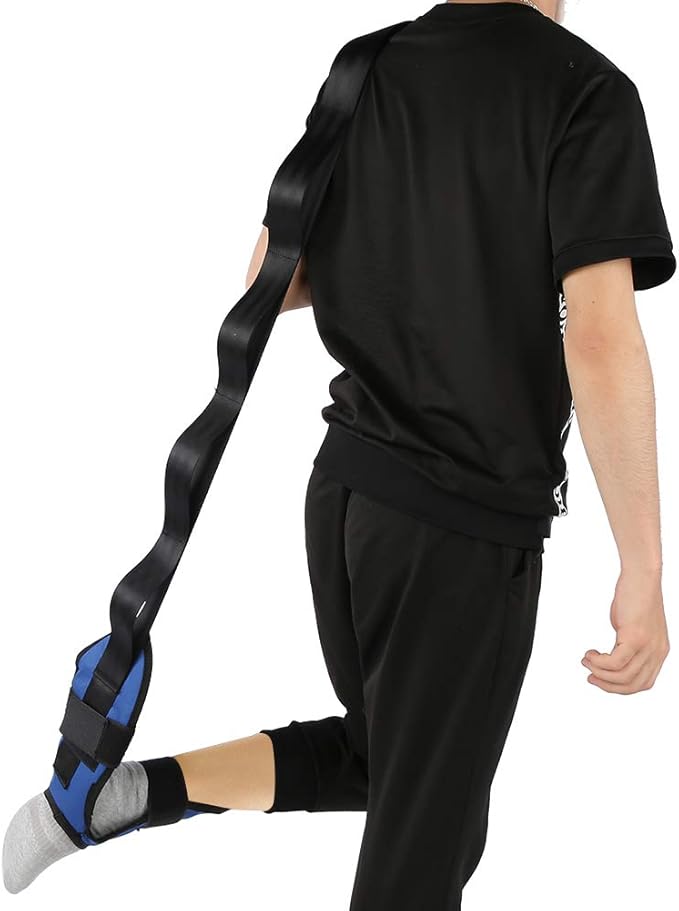 Yoga and Pilates Tension Belt for Stretching, 39.3 Inches, with 16.9 x 5.3 Inch Footrest, Muscle Recovery