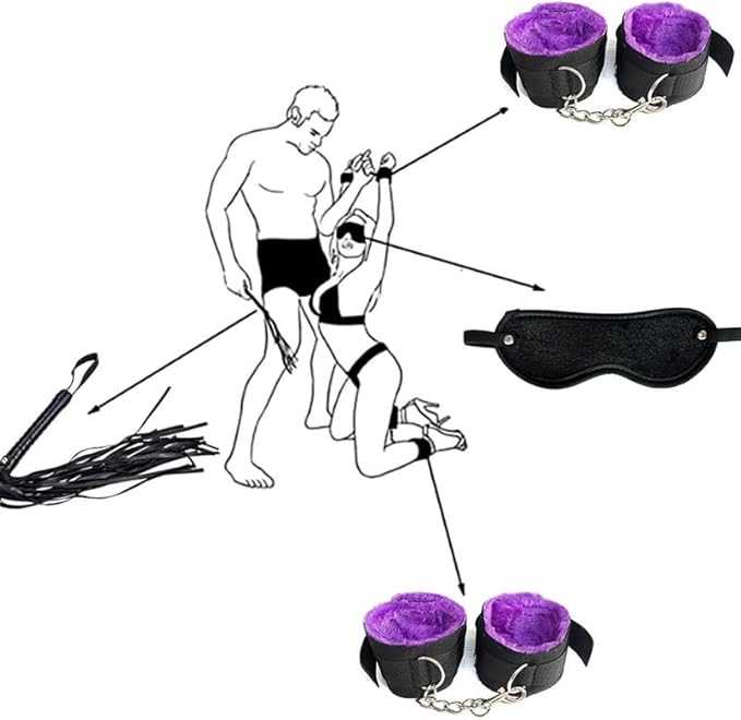 Pilates 12 Piece Purple Plush Nylon Fun Multifunctional Equipment Set, Yoga Training Tool with Paddle Whip, Hip and Wrist Exercise Accessories, Couple Gift