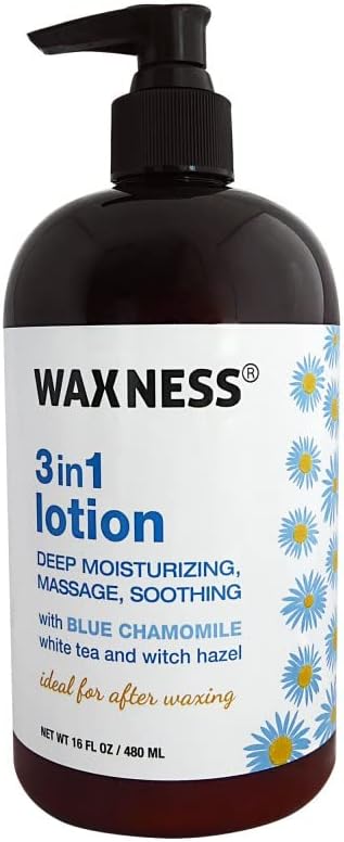 Waxness Natural Botanical Soothing Massage Lotion with Chamomile and White Tea 16 fl oz / 480 ml