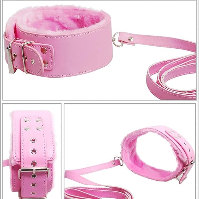 7-Piece Leather Yoga Set Accessories, Adjustable, Suitable for Ankle and Eye Mask Indoor Entertainment Equipment, Couple Gift (Pink)