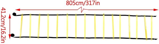 plplaaoo Football Training Ladder Soccer Agility Speed Ladder with 16 Adjustable Heavy Duty Rungs for Football Rugby Tennis Baseball Sports Yellow Red Green 800cm