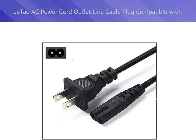 100V-240V AC Power Cord Cable Plug Lead Charger Compatible with LUBBYGIM Motorized Mini Exercise Bike Pedal Exerciser Electric Under Desk Bike Arm/Leg Fitness & Physical Therapy Power Supply