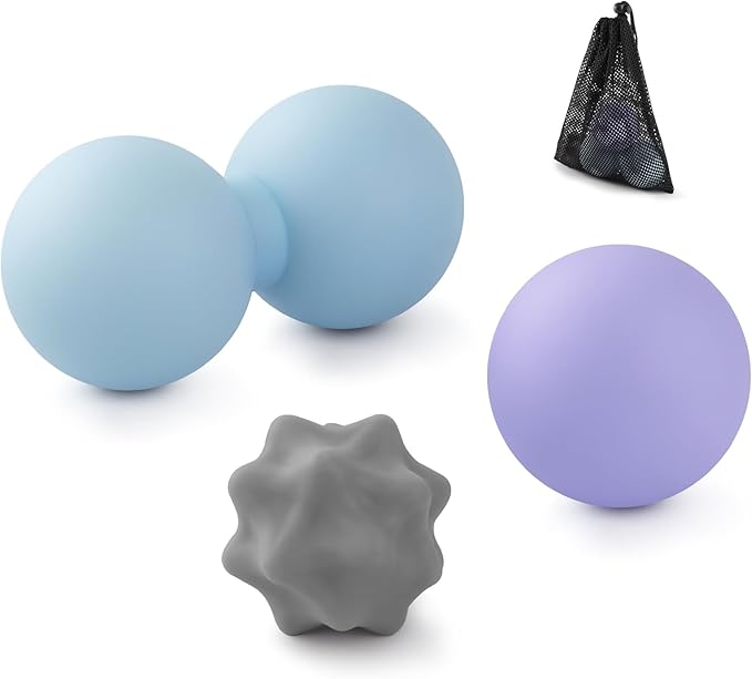 JIEJUNJI Massage Balls Set for Deep Tissue Muscle Relief, Trigger Point & Myofascial Release, Full Body Use for Back, Neck, Shoulder, Foot & Hip (Peanut Ball Set)