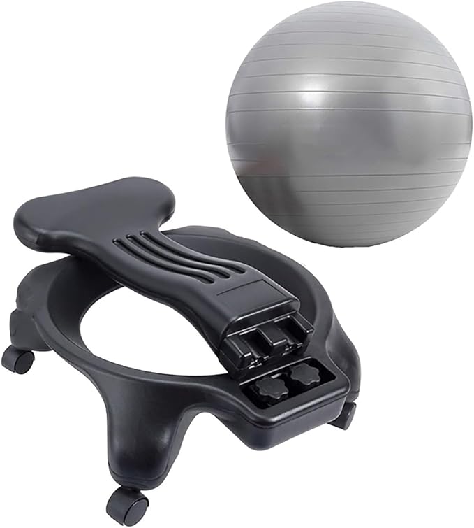 Active Sitting Exercise Ball Chair, Adjustable Posture Ball for Desk/Heavy Duty Pilates Ball for Chair Back with Rolling Wheel, Protection Legs/Spine Sensory Ball Chairs(Gray)