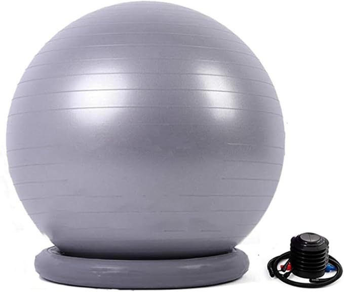 Yoga Ball Chair,Yoga Ball，Exercise Ball, Office Ball Chair with Base & Pump Stability Yoga Ball Seat for Back Pain Relief Home Gym Exercise Ball Chair for Core Strength Training(Light Gray,Diameter 75