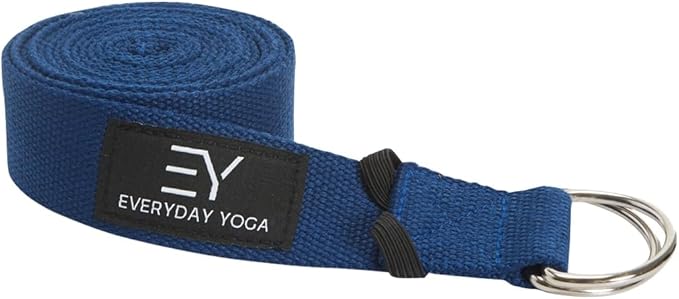 Everyday Yoga Strap with Metal D-Ring - Durable Stretching Strap for Yoga, Pilates, Flexibility & Physical Therapy (6ft, 8ft, 10ft)