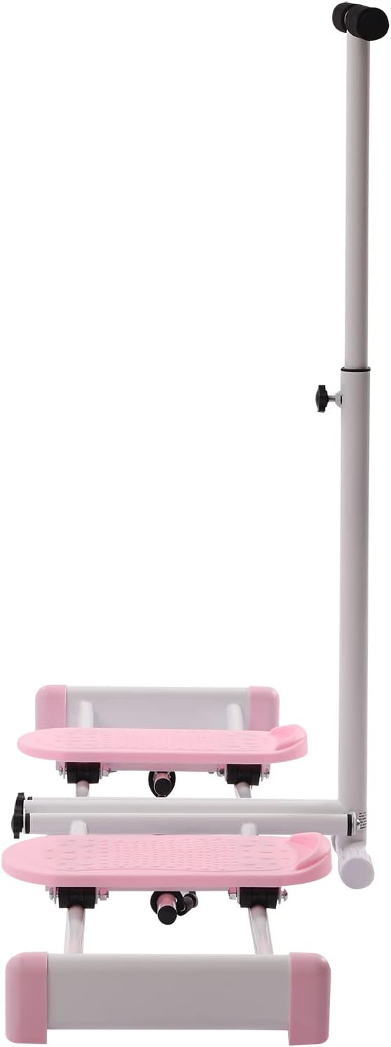 Leg Machine Slim Body, Pelvic Floor Muscle Fitness Equipment with Yoga Tension Band, Weight Loss Thin Legs Kegel Exercises, Ski Practice, Hip Trainer with Adjustable Rods, Pink