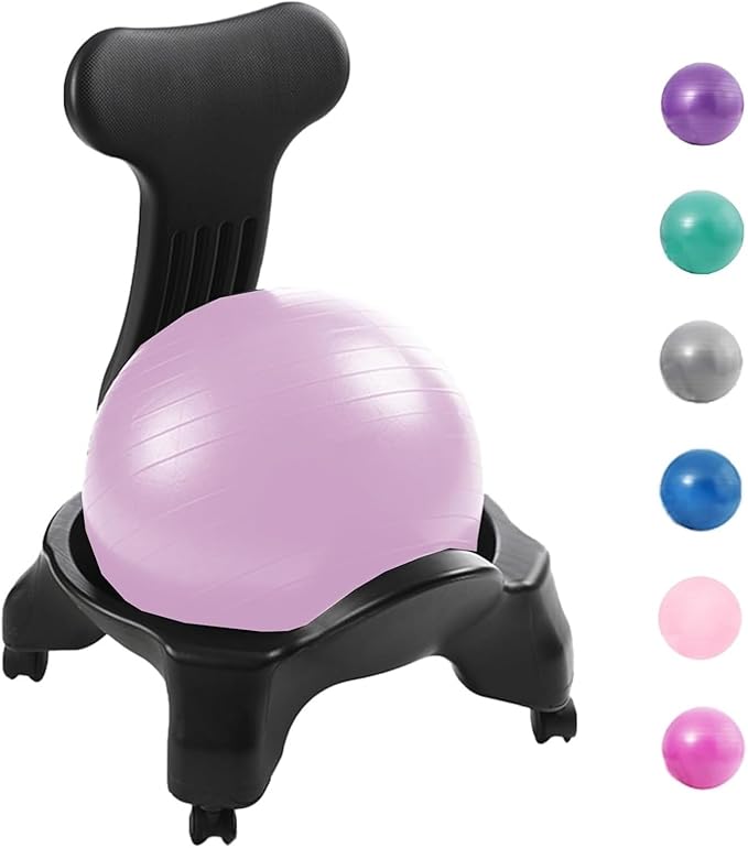 Yoga Ball Chair,Yoga Ball，Exercise Ball, Yoga Ball Chair Ergonomic Chair with Replaceable Balls Stability Yoga Ball Chair for Office Home Classroom Exercise Ball Seat(Pink)
