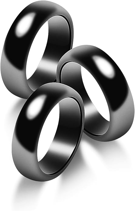 Genuine Magnetic Hematite Rings, 3 per Order, Black Hematite Ring, Magnetic Ring for Men and Women, for Anxiety Balancing Root Chakra, Absorbing Negative Energies