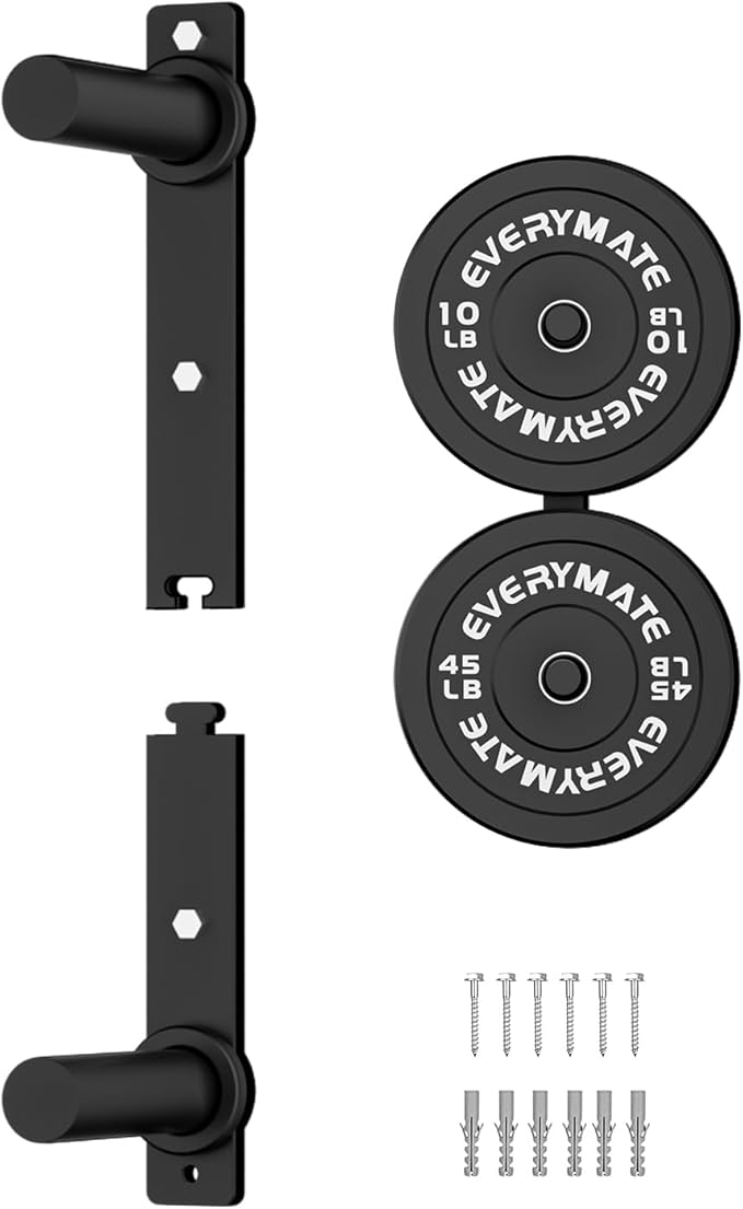 EVERYMATE Weight Plate Storage Rack, Olympic Weight Plate Holder, Bumper Plate Storage, Home Gym Organizer