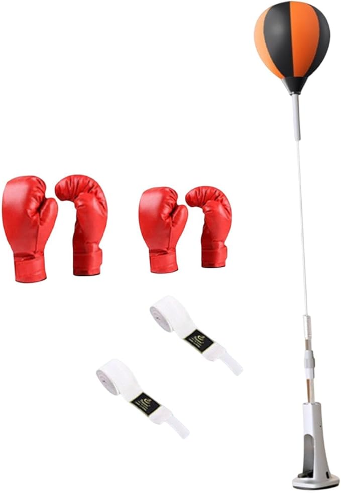 Boxing Reaction Ball Target with Gloves Vertical Agility Floor Standing Boxing Equipment Speed Ball for Fitness MMA Home Gym