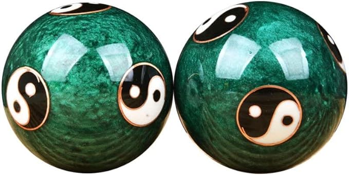 JapanBargain 3298, Chinese Baoding Balls Hand Exercise Therapy Balls Stress Reliefe Balls, Taichi Pattern, Green Color
