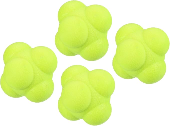 4 Pack Reaction Ball - TPR High Difficulty Flexibility Training Ball Apply to Sports Exercise Daily Use (47 x 47 x 55mm, Yellow)